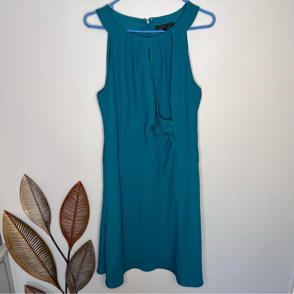COAST‎ Dress Green/Blue Satin Twist Front